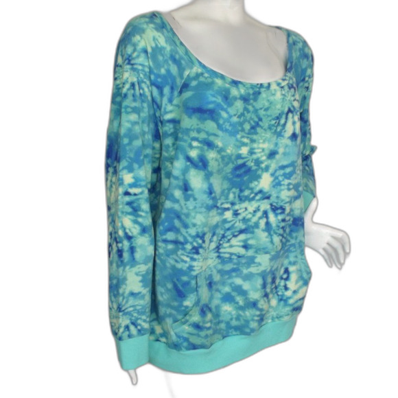 TORRID Active Sweatshirt, 2/2X, Tie-dye, Wide neck/off shoulder, Long sleeves - Picture 2 of 11